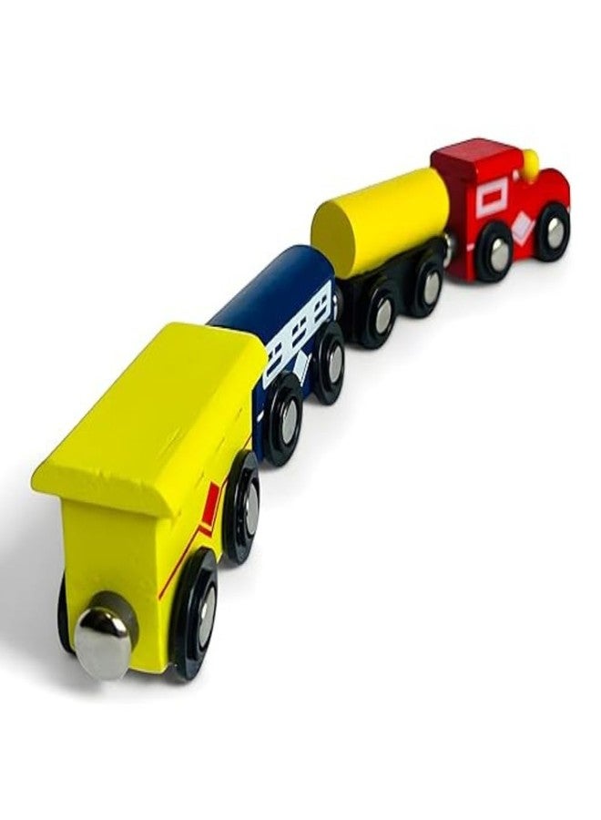 SubiMouIQ 4 PCS Wooden Train Cars, Train Toys Magnetic Set Includes 4 Compartments and Engine, Toy Train Sets for Kids Toddler Boys and Girls, Best Birthday Gift for Kids - Image 2